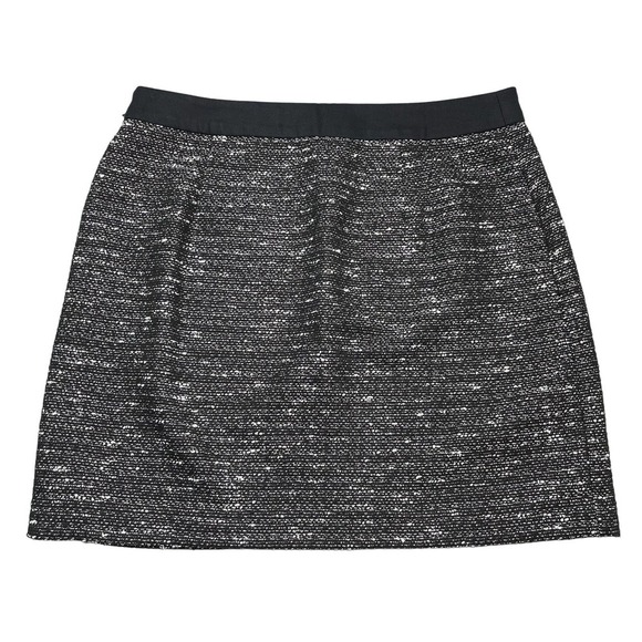 BANANA REPUBLIC Mottled Mini Skirt Sz 8 Black White - Picture 8 of 9